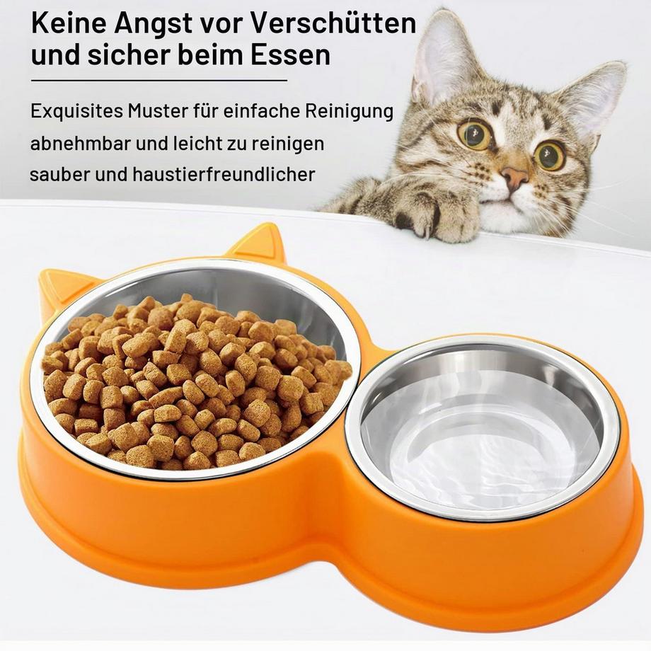 Alopini  Bol pour chat à double jeu en acier inoxydable, fond antidérapant 