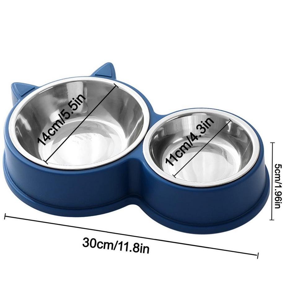 Alopini  Bol pour chat à double jeu en acier inoxydable, fond antidérapant 