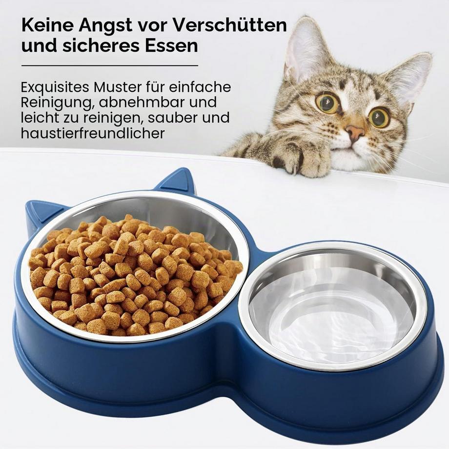 Alopini  Bol pour chat à double jeu en acier inoxydable, fond antidérapant 