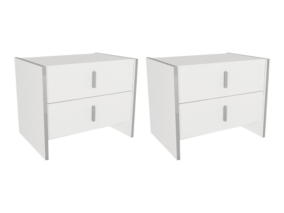 Image of 2er-set Nachttische Mit 2 Schubladen - Weiß - Cadeba Unisex Weiss ONE SIZE