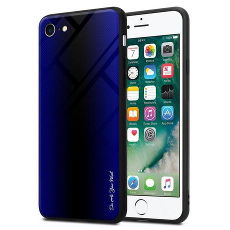 Cadorabo  Housse compatible avec Apple iPhone 7 / 7S / 8 / SE 2020 - Aspect rayé - Coque de protection en silicone TPU et dos en verre trempé 