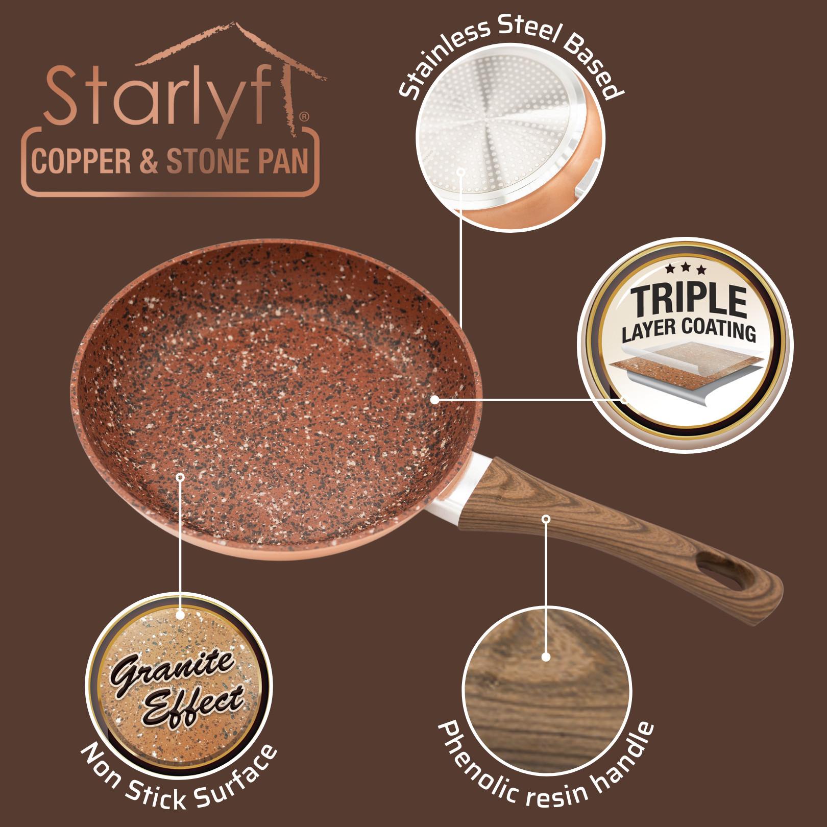 STARLYF Copper & Stone-Set de poêles à frire antiadhésives  