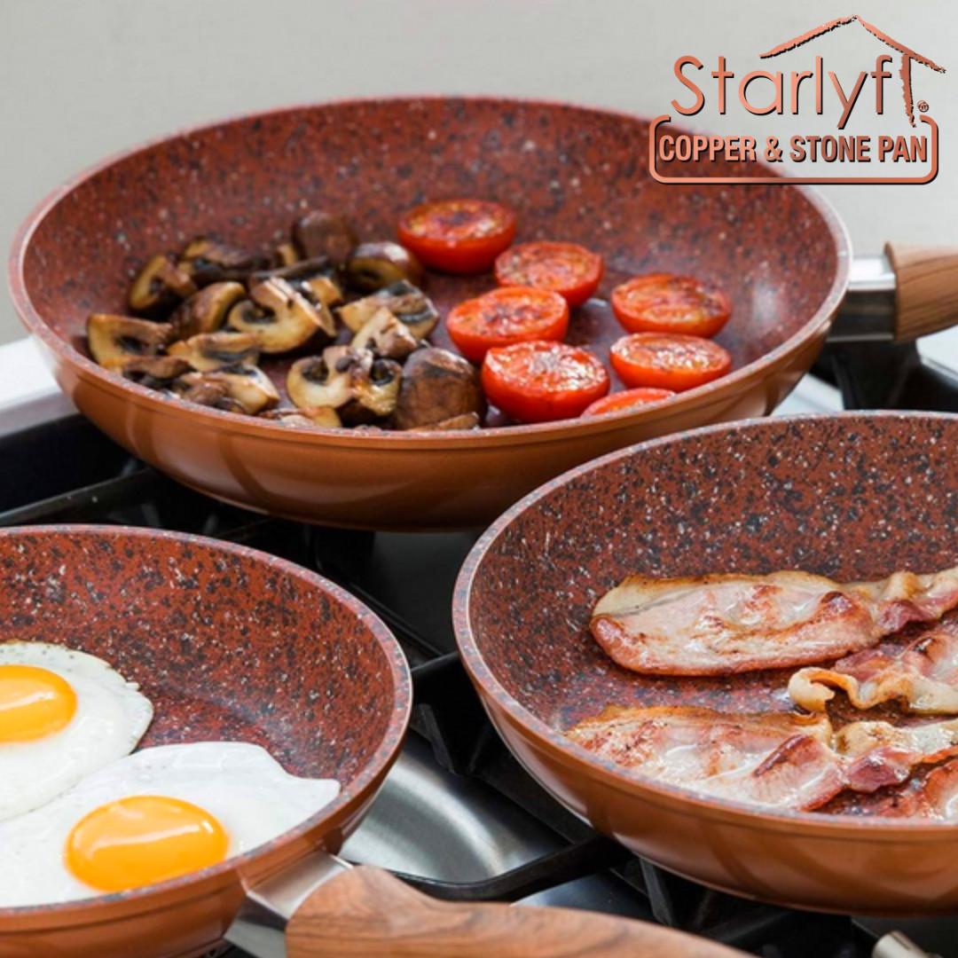 STARLYF Copper & Stone-Set de poêles à frire antiadhésives  