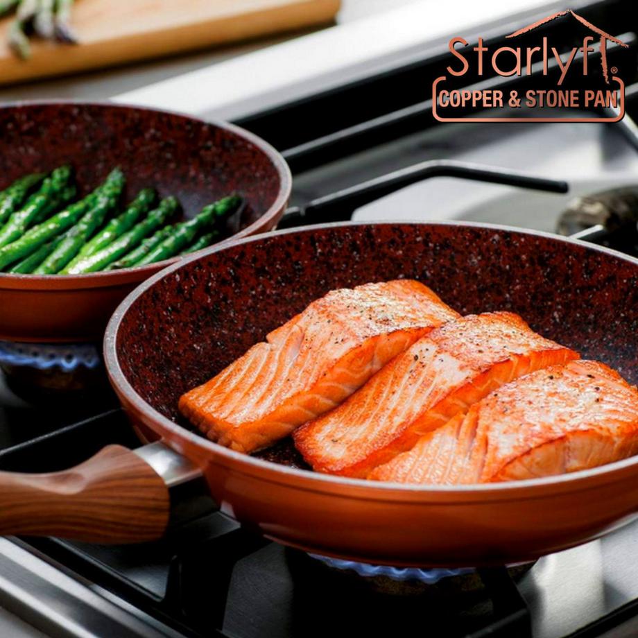 STARLYF Copper & Stone-Set de poêles à frire antiadhésives  