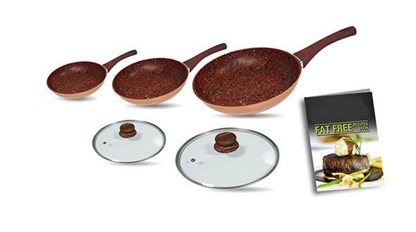 STARLYF Copper & Stone-Set de poêles à frire antiadhésives  