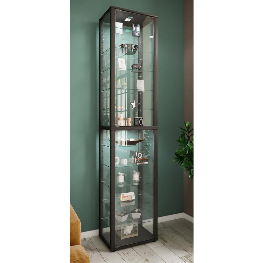 VCM Holz Glas Vitrine Sammelvitrine Glasvitrine Schaukasten Standvitrine Kavisa XXL  