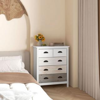 Northio Cassettiera Portaoggetti Con 5 Cassetti, Cassettiera Con Maniglia, Antiribaltamento, Per Camera Da Letto, Soggiorno, Bianco, 70 X 38 X 85 Cm  