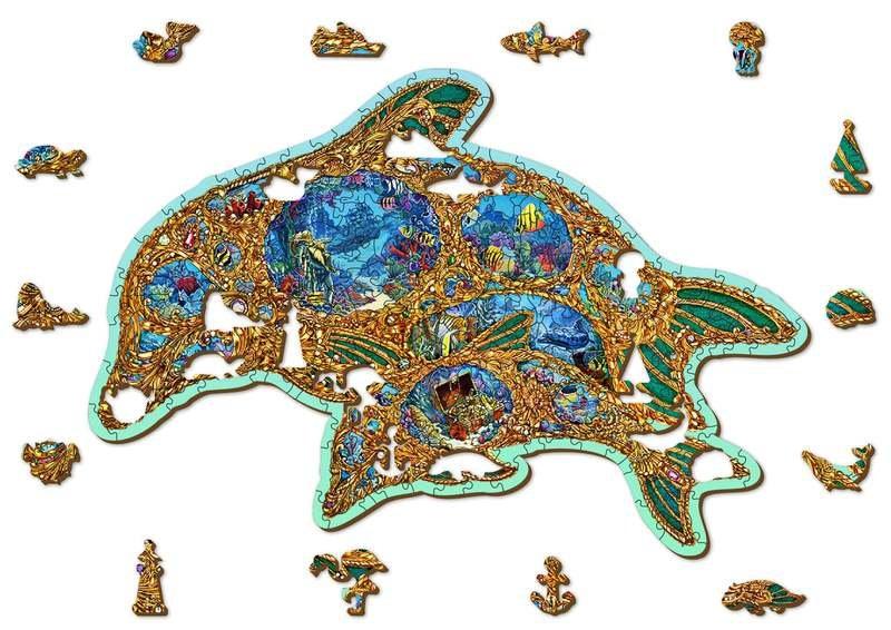 Image of Delfin - Jewels of the Sea L (250 Teile) - Holzpuzzle