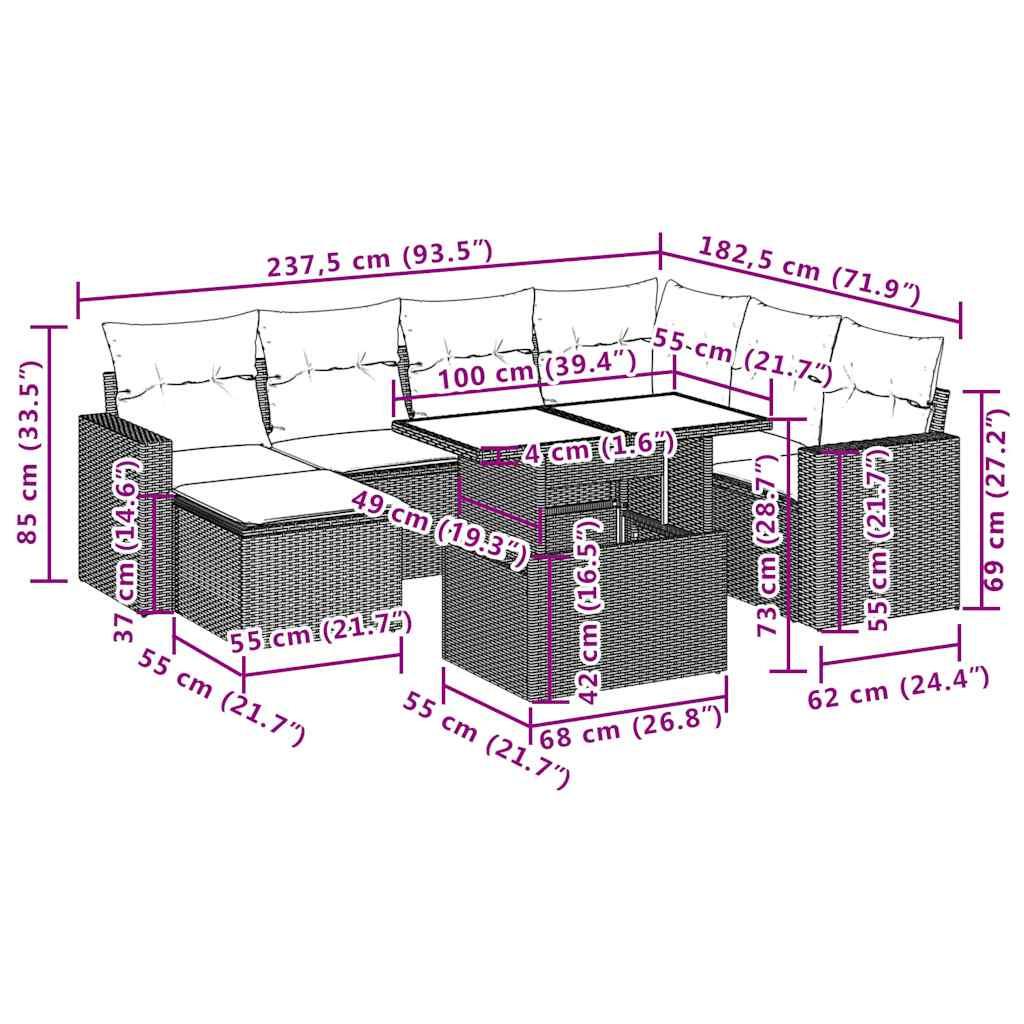 VidaXL Ensemble de canapés de jardin rotin synthétique  