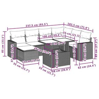 VidaXL Ensemble de canapés de jardin rotin synthétique  