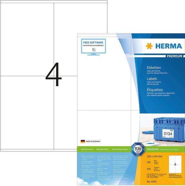 Image of HERMA HERMA Universal-Etiketten 105x144mm 4454 weiss 400 St./100 Blatt - ONE SIZE