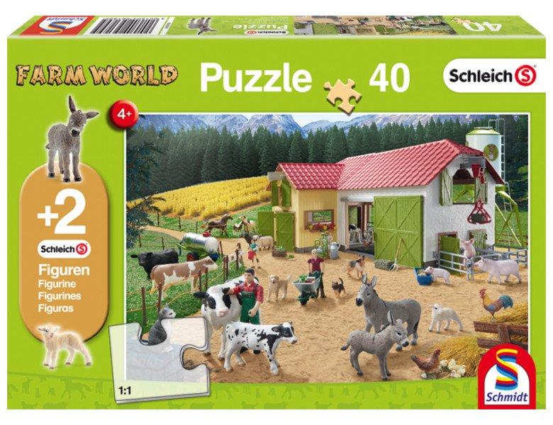 Image of Puzzle Ein Tag auf dem Bauernhof inkl. 2 Schleich-Figuren (40Teile)