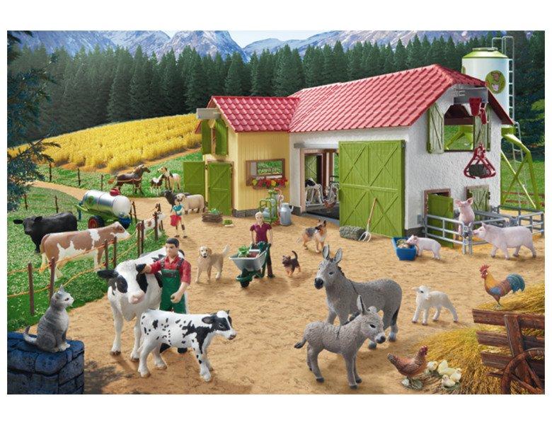 Schmidt  Puzzle Ein Tag auf dem Bauernhof inkl. 2 Schleich-Figuren (40Teile) 