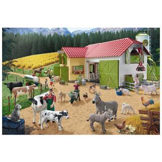 Schmidt  Puzzle Ein Tag auf dem Bauernhof inkl. 2 Schleich-Figuren (40Teile) 