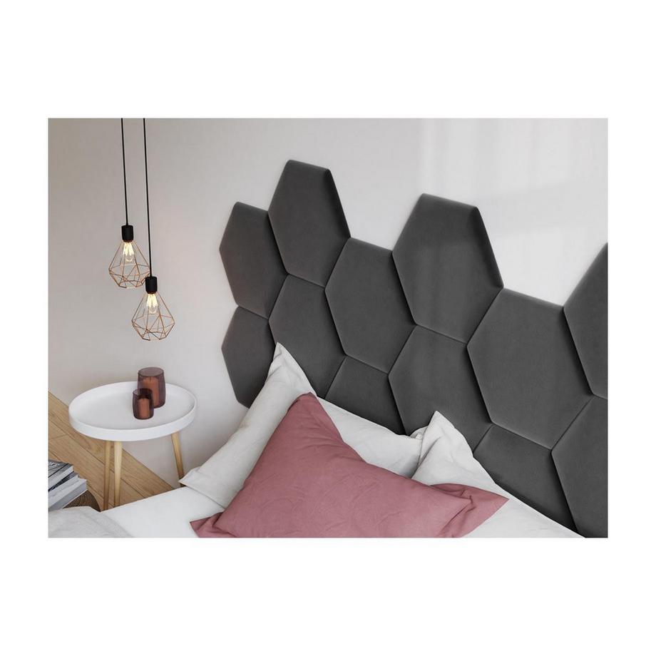 Vente-unique Pannello da parete testata Velluto Grigio HOPE  