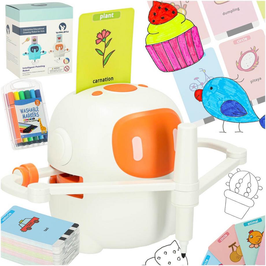 Robot didattico che impara a scrivere in arancione