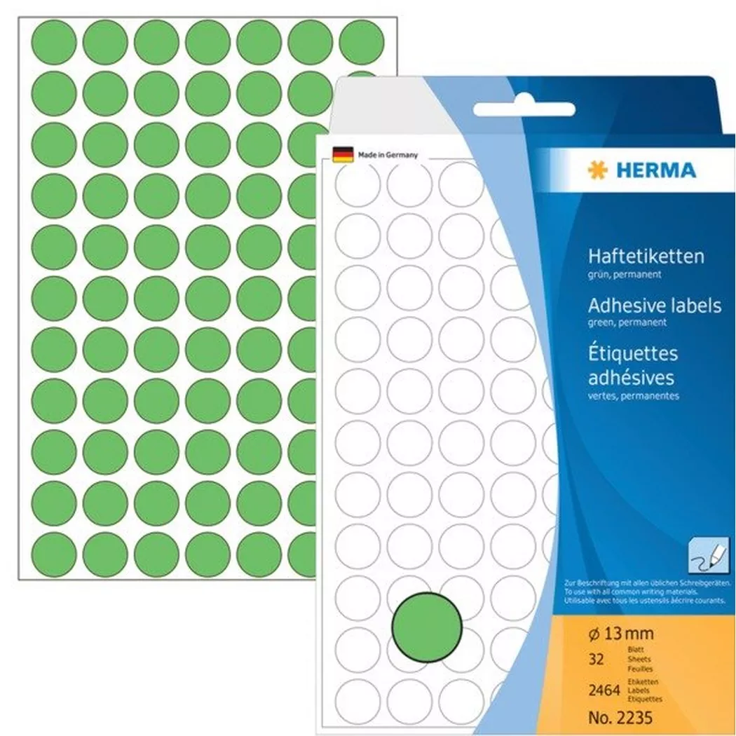 HERMA – Etiketten rund 13mm 2235 grün 2464 Stück, One Size