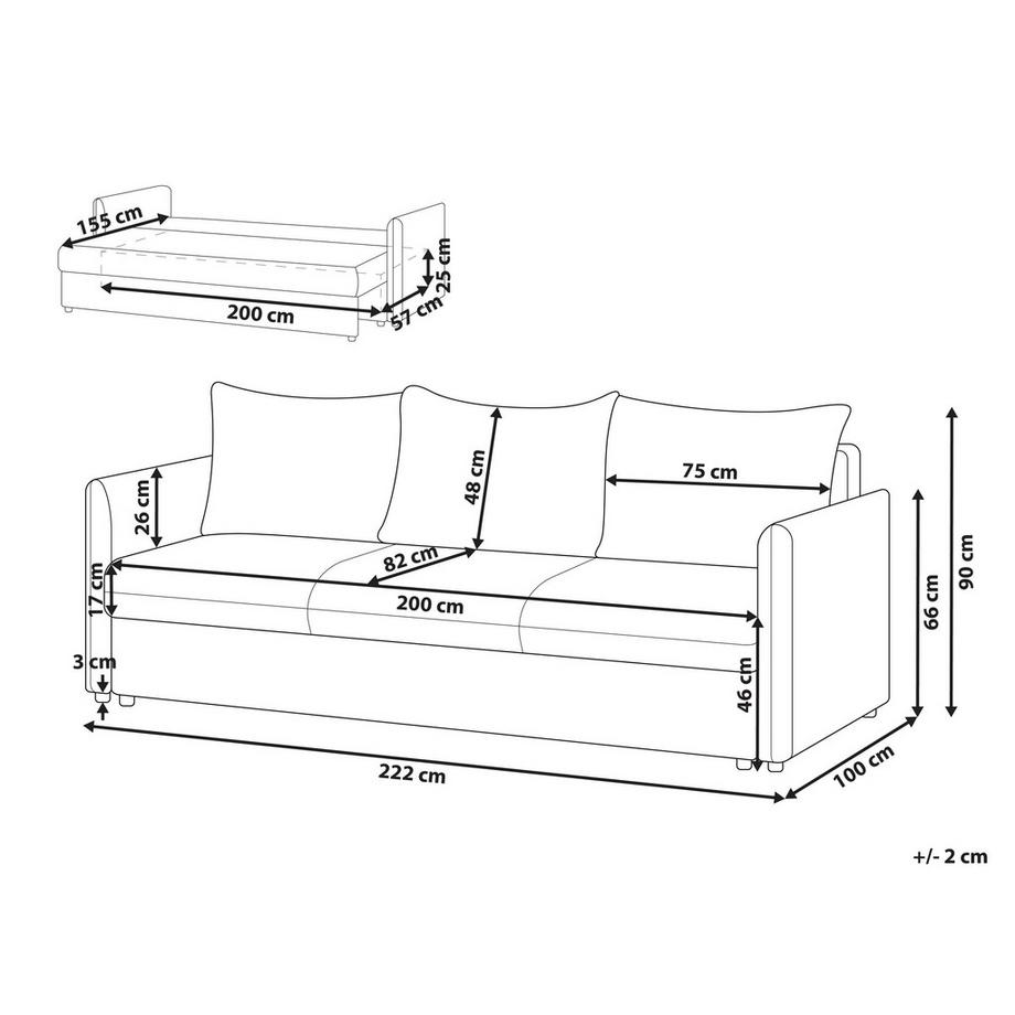 Beliani Schlafsofa aus Chenillegewebe  HOLSEN  