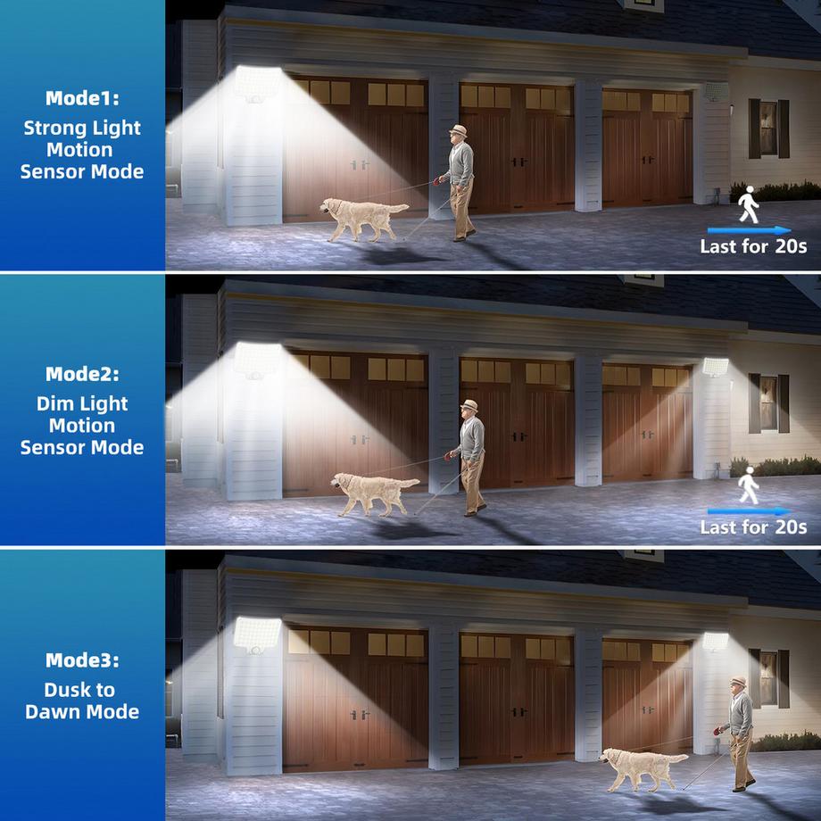 INDUSTEX Vigilamp Solar Light with sensor-Luce solare per esterni con sensore di movimento e telecomando - 240 LED, 500 lumen, resistente alle intemperie IP64  