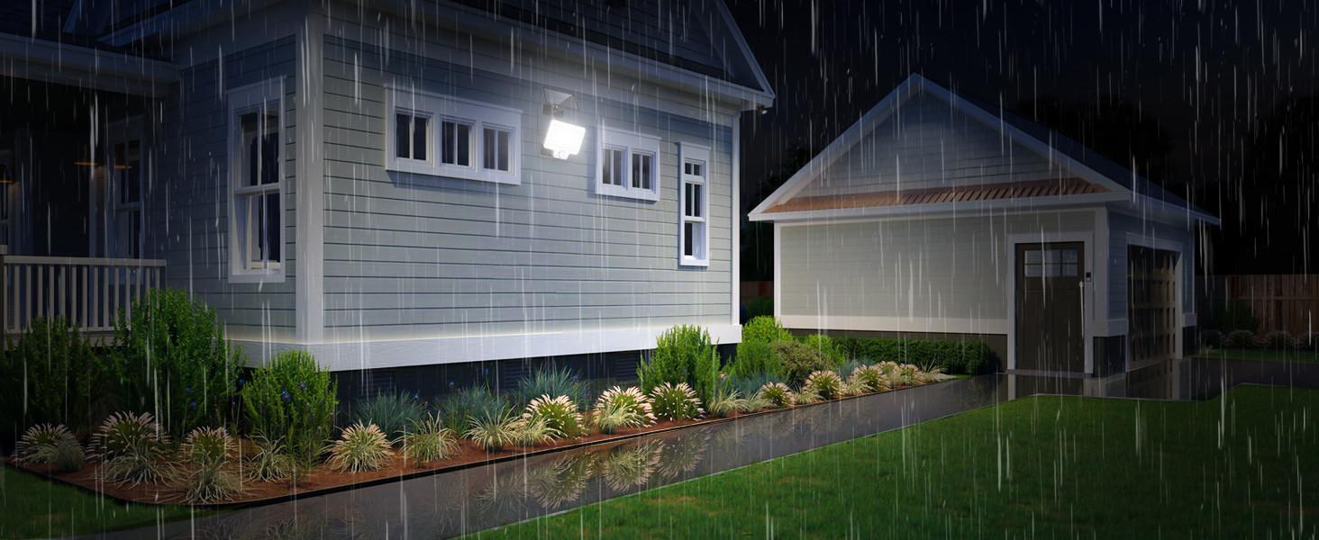 INDUSTEX Vigilamp Solar Light with sensor-Luce solare per esterni con sensore di movimento e telecomando - 240 LED, 500 lumen, resistente alle intemperie IP64  