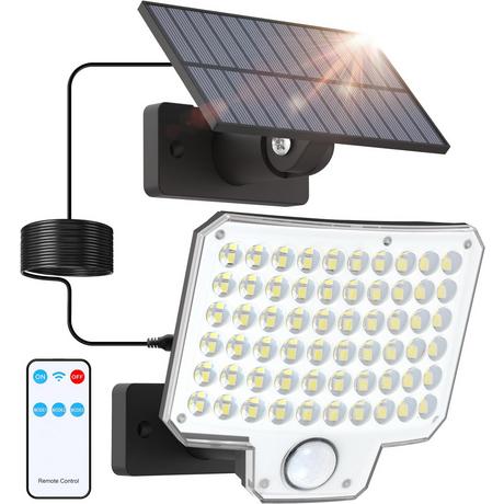 INDUSTEX Vigilamp Solar Light with sensor-Luce solare per esterni con sensore di movimento e telecomando - 240 LED, 500 lumen, resistente alle intemperie IP64  