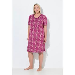 Ulla Popken Chemises de nuit Lot de 2 Losanges Décolleté Rond Manches Courtes  