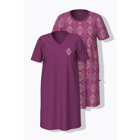 Ulla Popken Chemises de nuit Lot de 2 Losanges Décolleté Rond Manches Courtes  