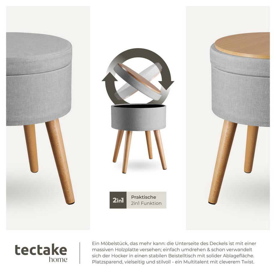 Tectake Tabouret avec espace de rangement YARA rond  