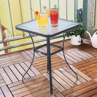 Northio Table De Jardin Table Carrée En Verre Résistant Aux Intempéries Noir 68,5X68,5Cm Balcon Terrasse  