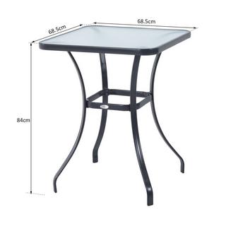 Northio Table De Jardin Table Carrée En Verre Résistant Aux Intempéries Noir 68,5X68,5Cm Balcon Terrasse  