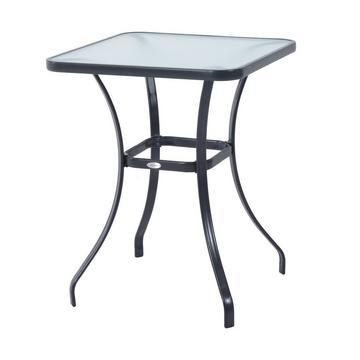 Table De Jardin Table Carrée En Verre Résistant Aux Intempéries Noir 68,5X68,5Cm Balcon Terrasse