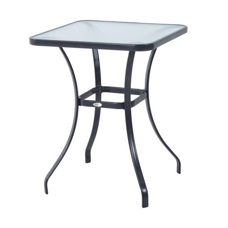 Northio Table De Jardin Table Carrée En Verre Résistant Aux Intempéries Noir 68,5X68,5Cm Balcon Terrasse  