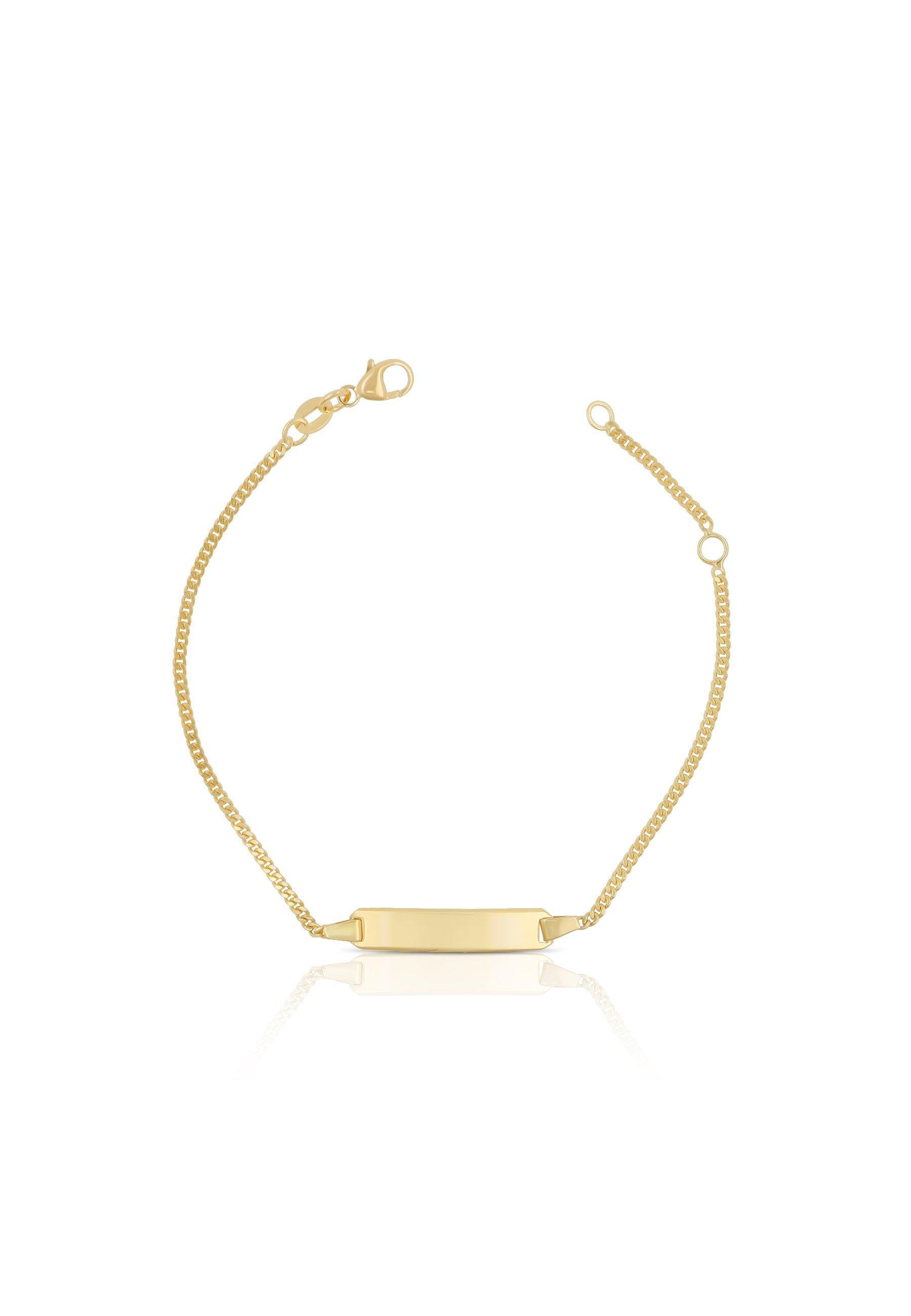 Image of Bébé Bracelet Panzer Gelbgold 750, 18cm Gravurplatte 1.7cm Damen Gelbgold 18cm