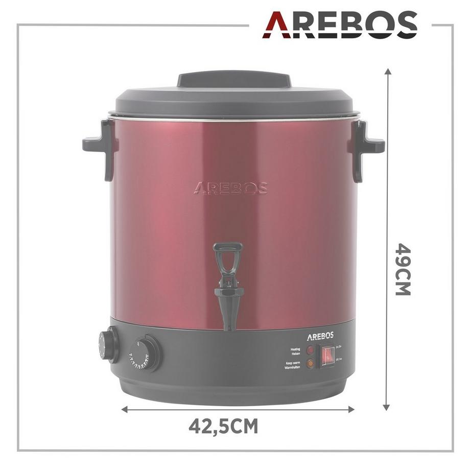 Arebos Conserve Macchina 28L Conserve Pentola Vin Brulè Dispenser Bevande Calde con timer e termostato  