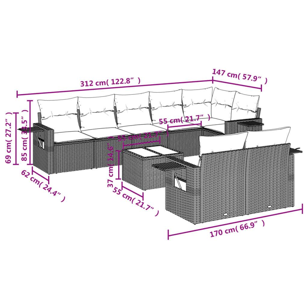 VidaXL Ensemble de canapés de jardin rotin synthétique  