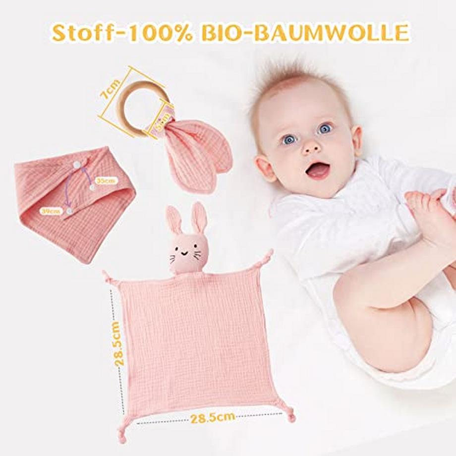 Activity-board  Baby Geschenk zur Geburt Mädchen & Junge Baby Geschenkset Neugeborenen Geschenk mit 100% Baumwolle 