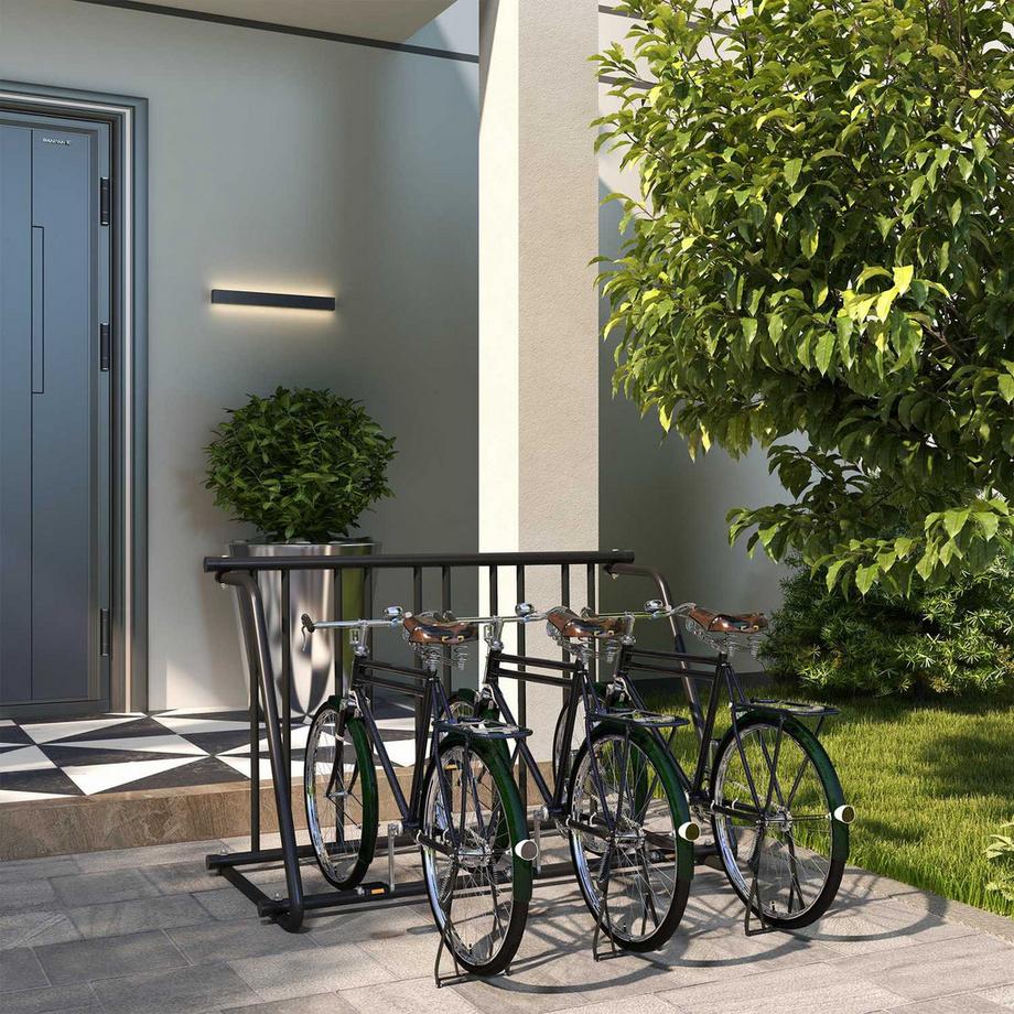 Northio  Fahrradständer Radständer Mehrfachständer, Wetterfest, Bis 3 Fahrräder, Stahl, Schwarz, 114X58X75Cm 