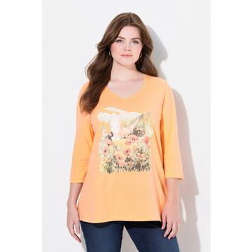 Maglia dal taglio svasato con design naturale, scollo a V e maniche a 3/4