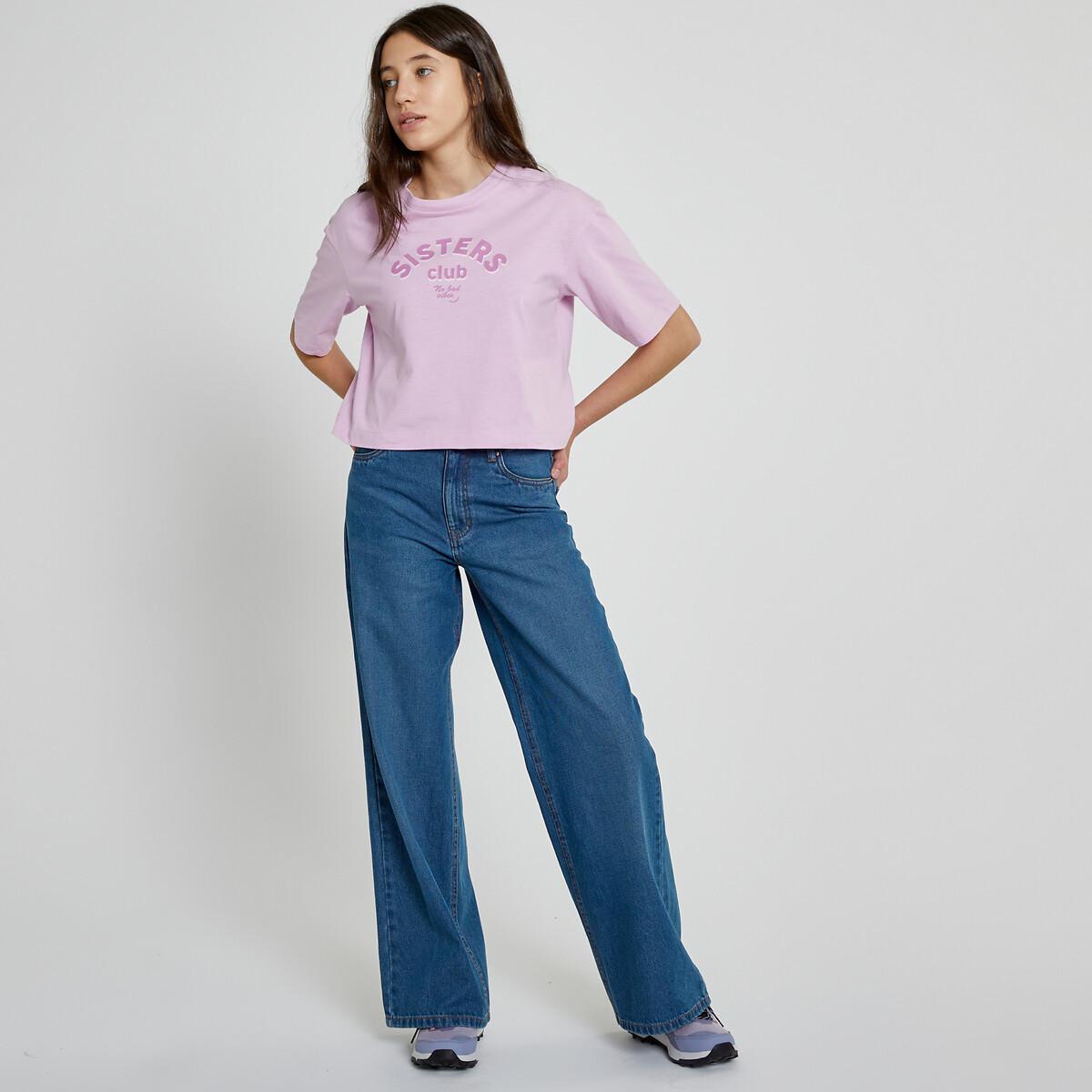 Image of Cropped Shirt Mit Messageprint Mädchen Rosa XXXS