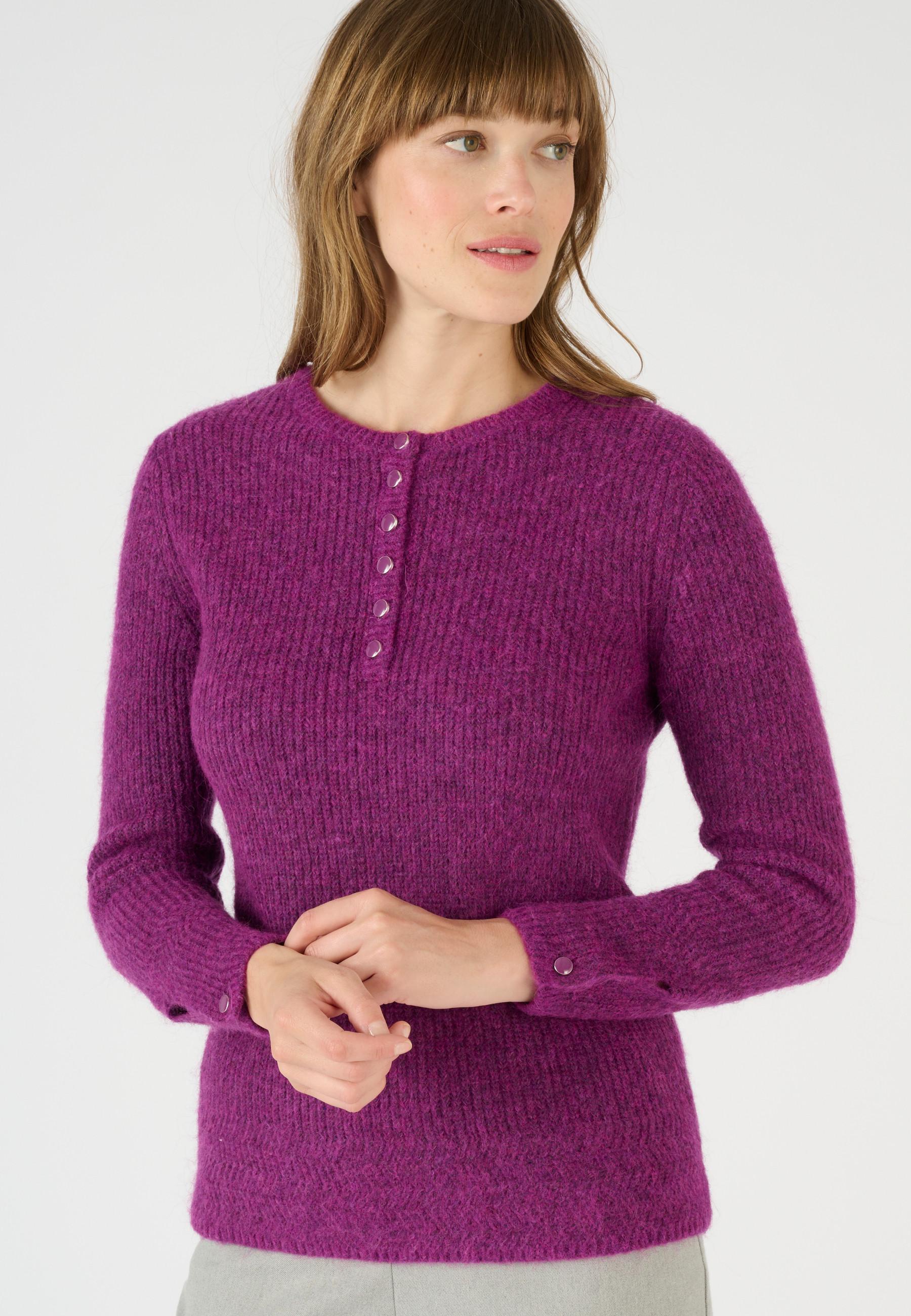 Image of Perlstrickpullover Aus Alpaka-mix. Damen Rosa 46/48