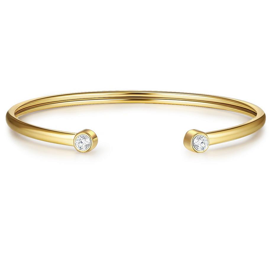 Armreif Edelstahl gelbgold  Zirkonia weiß