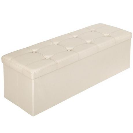 Tectake Cassapanca pouf pieghevole con contenitore, in pelle sintetica 110 x 38 x 38 cm  