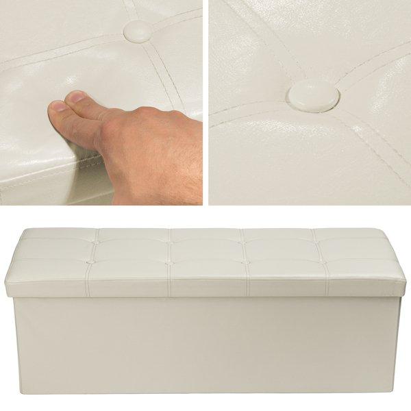 Tectake Cassapanca pouf pieghevole con contenitore, in pelle sintetica 110 x 38 x 38 cm  