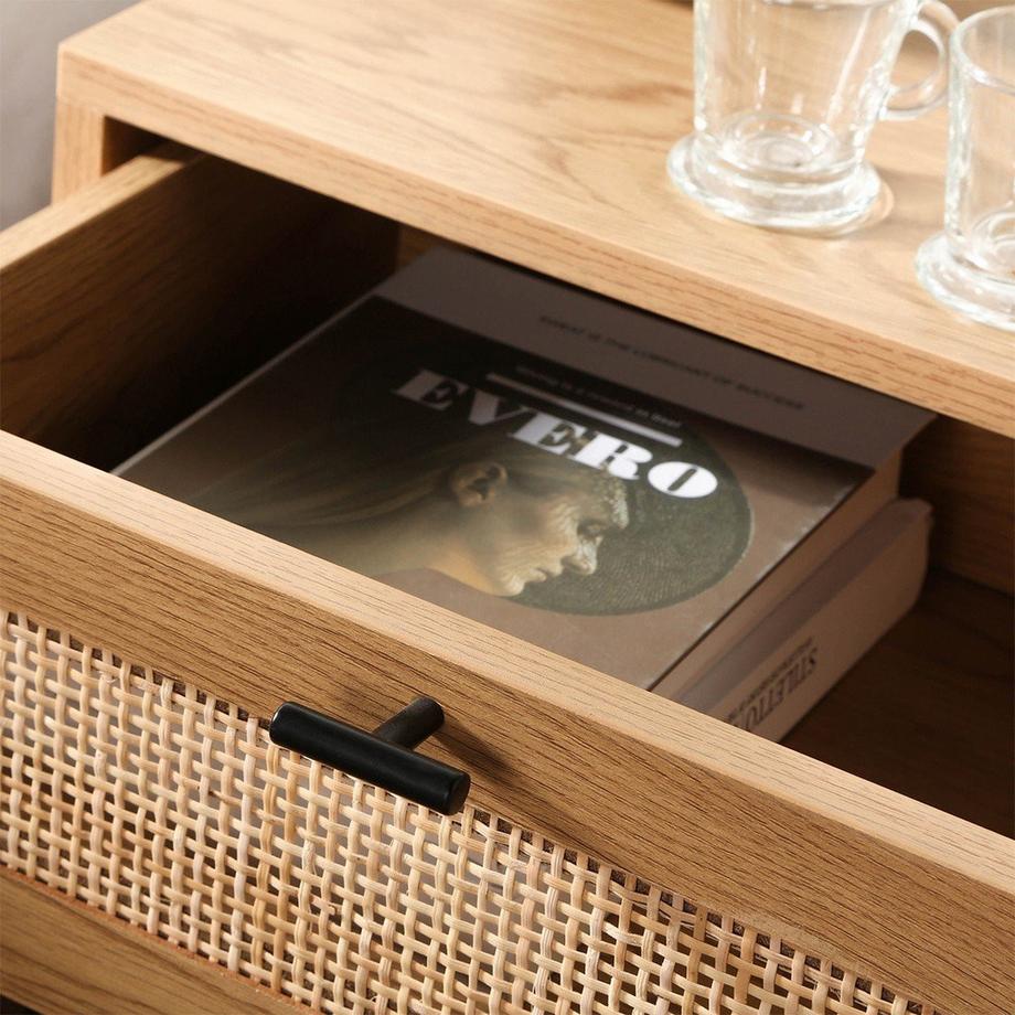 Calicosy Table de Chevet 1 Tiroir Rotin avec Étagère H50 cm - JAYA  