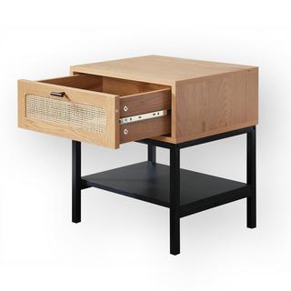 Calicosy Nachttisch mit Rattanfront, Schublade und einem Regal H50 cm - JAYA  