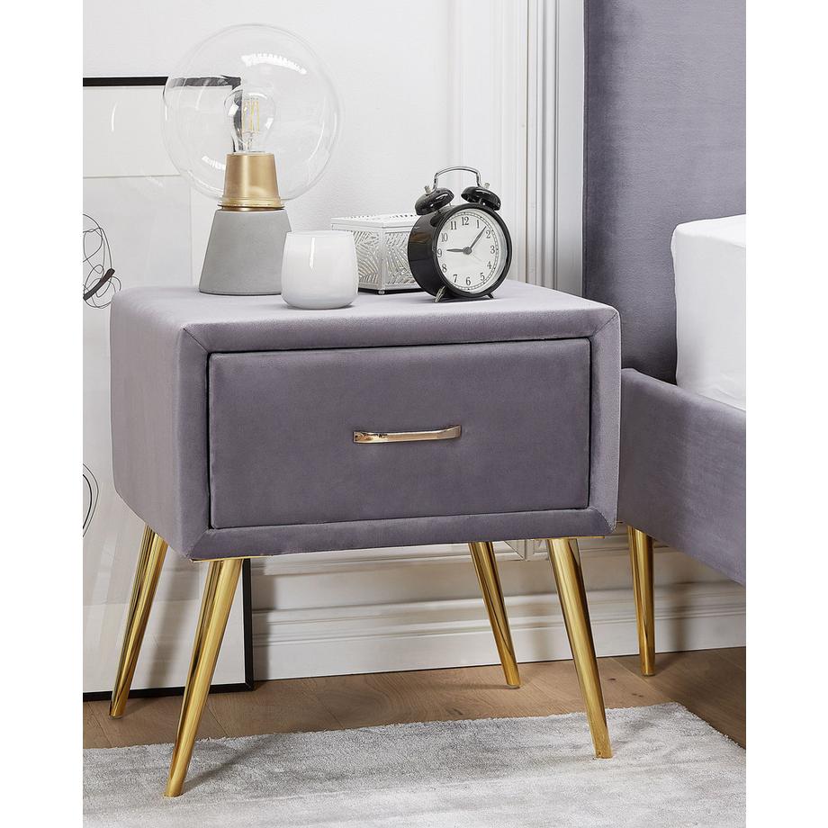 Beliani Comodino 1 cassetto en Velluto Glamour FLAYAT  
