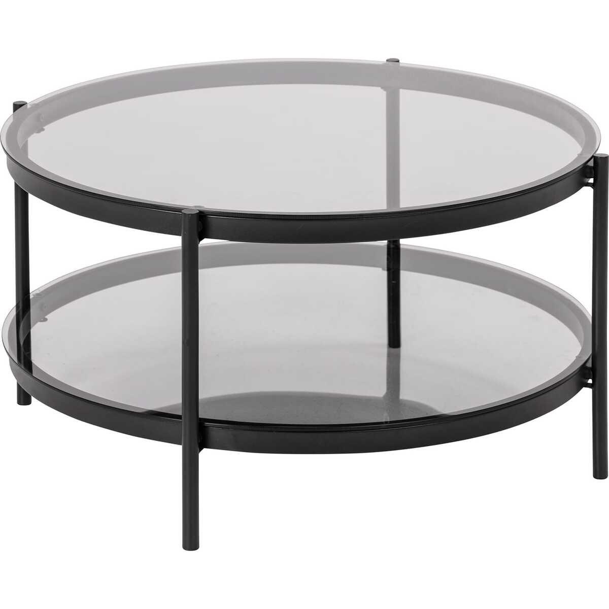 mutoni Table basse Bellevue verre fumé rond 75  