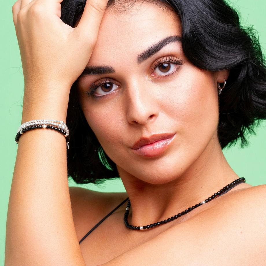 Balibay  Bracelet Joena, orné de pierres d'onyx et d'argent sterling 