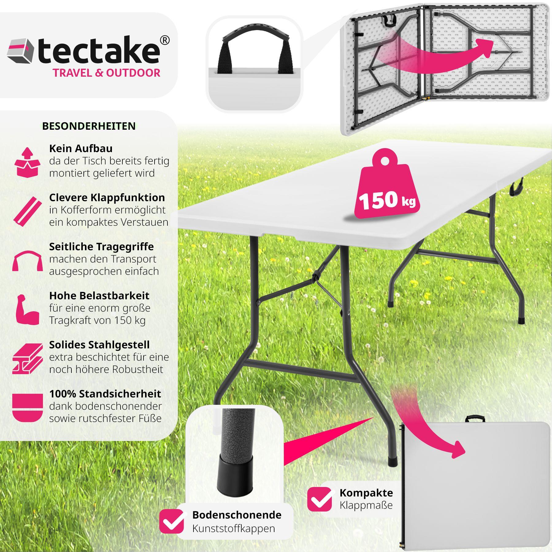 Tectake  Table pliante 183 x 76 x 74 cm 