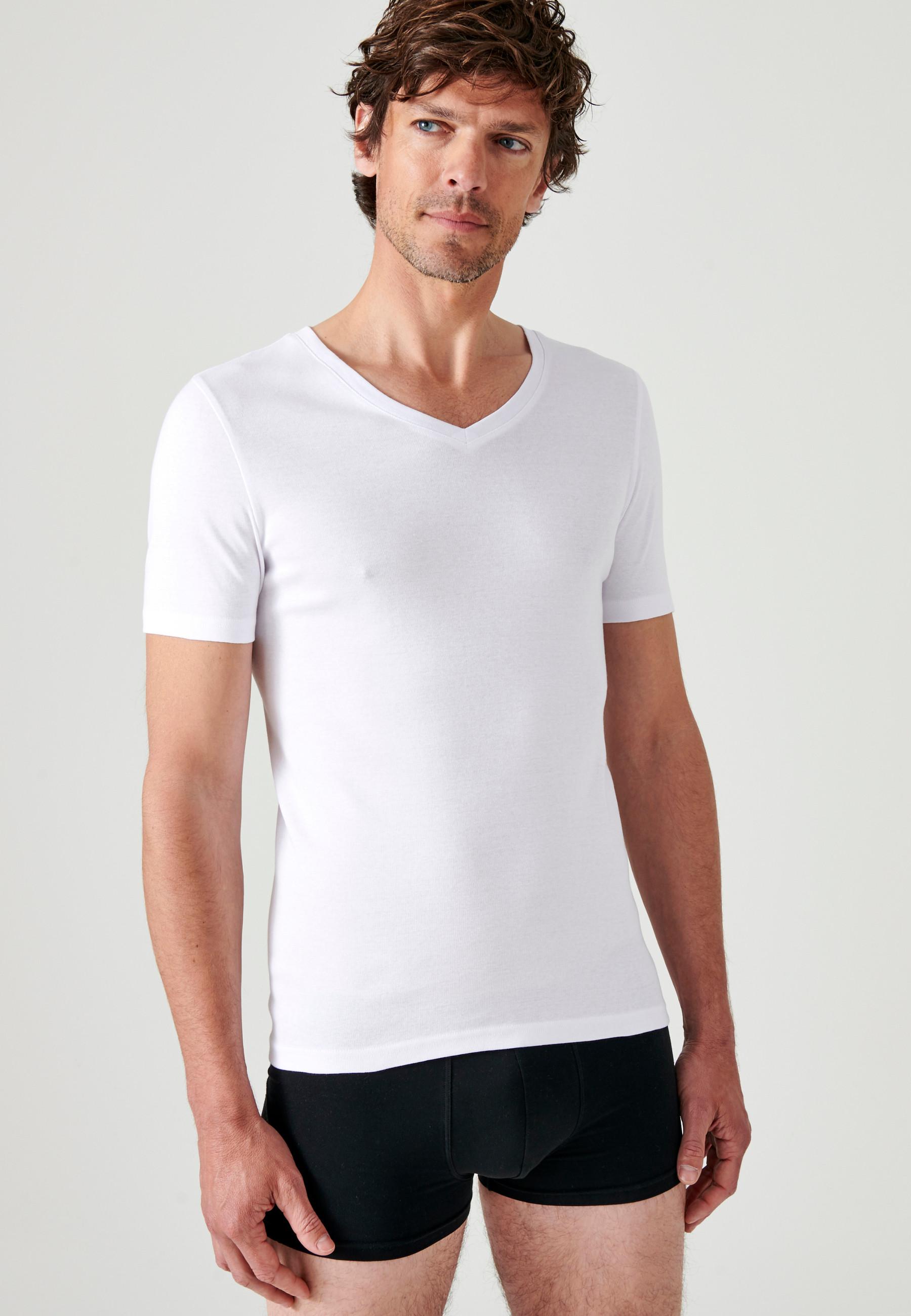 Damart  Lot de 2 tee-shirts col V Essential pur coton peigné. 